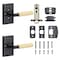 Sure-Loc Hardware Sure-Loc Hardware Levanto Privacy Rosette, Flat Black, Knurled Grip in Satin Brass LV102 FBL GRIP-KN SB - alternate 2